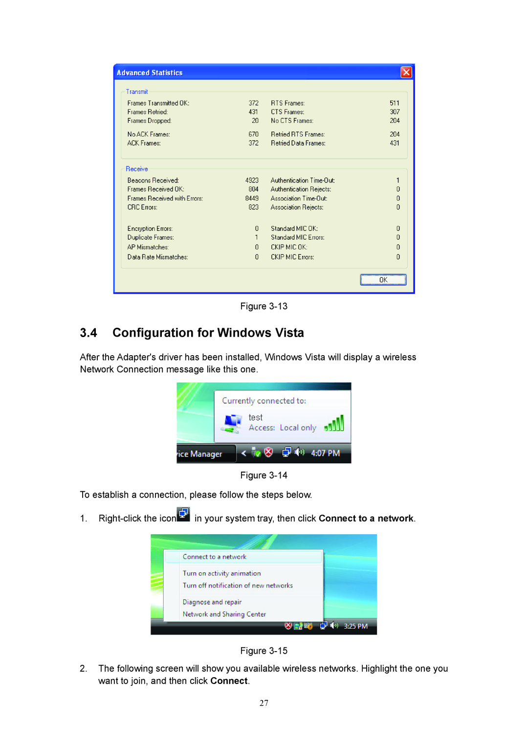 Rosewill RNX-N360PC user manual Configuration for Windows Vista 