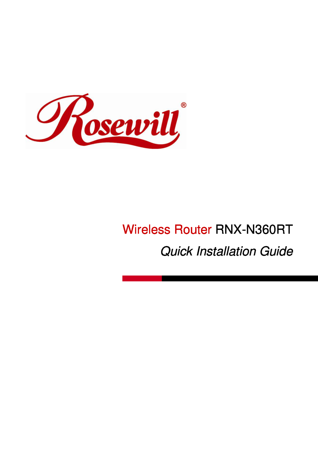 Rosewill manual Wireless Router RNX-N360RT, Quick Installation Guide 