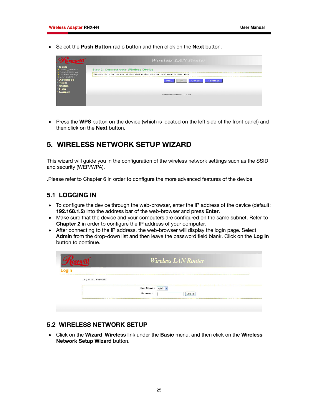 Rosewill RNX-N4 user manual Wireless Network Setup Wizard 