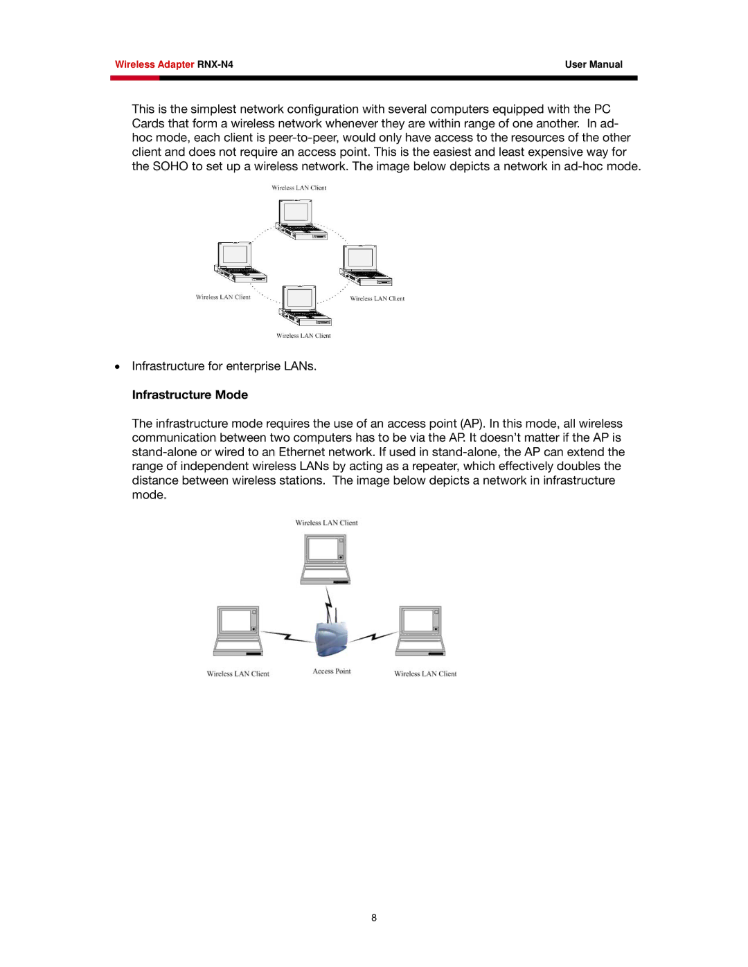 Rosewill RNX-N4 user manual Infrastructure Mode 