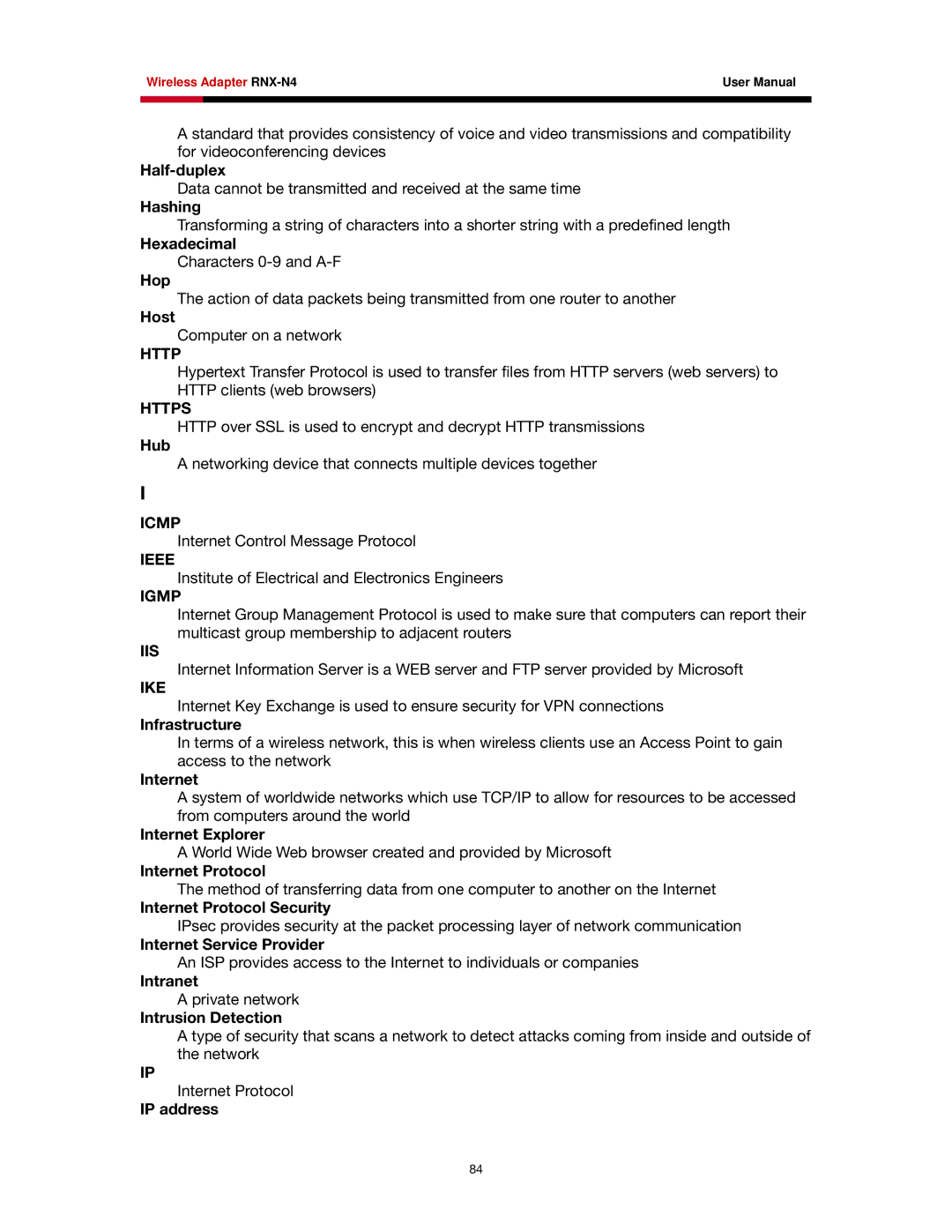 Rosewill RNX-N4 user manual Https, Icmp, Ieee, Igmp, Iis, Ike 