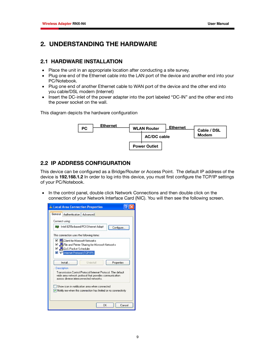 Rosewill RNX-N4 user manual Understanding the Hardware, Hardware Installation, IP Address Configuration 