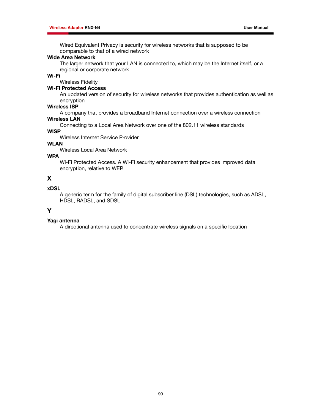 Rosewill RNX-N4 user manual Wisp, Wlan, Wpa 