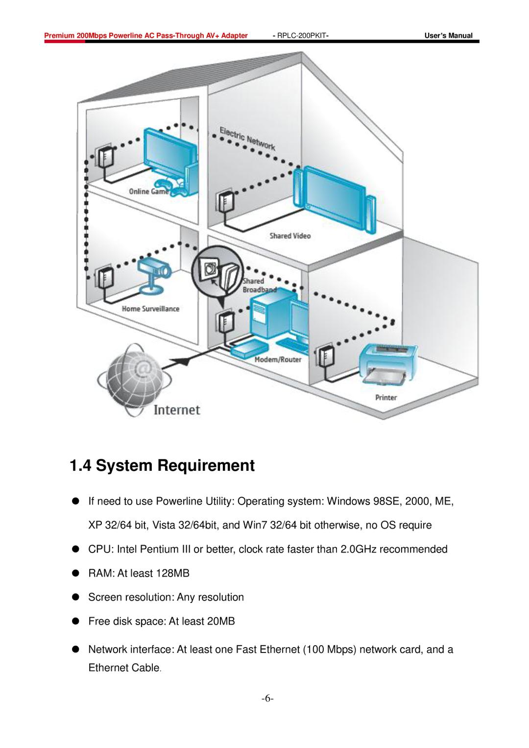 Rosewill RPLC-200P user manual System Requirement 