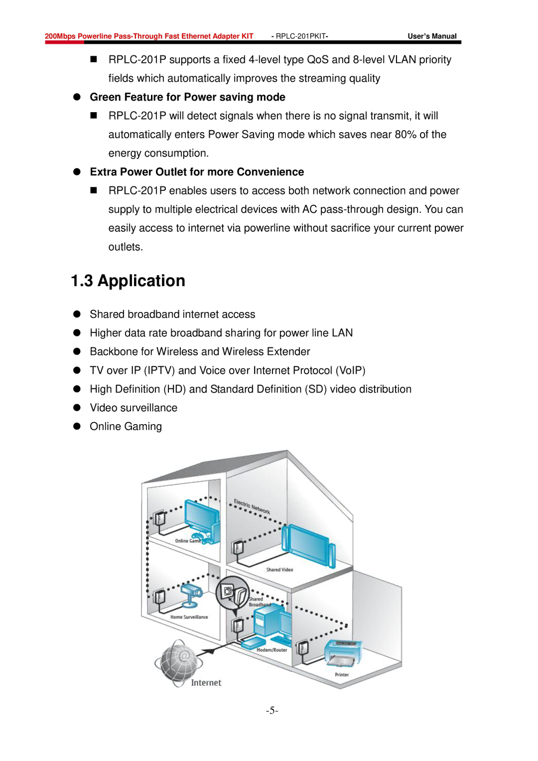 Rosewill RPLC-201P Application,  Green Feature for Power saving mode,  Extra Power Outlet for more Convenience 