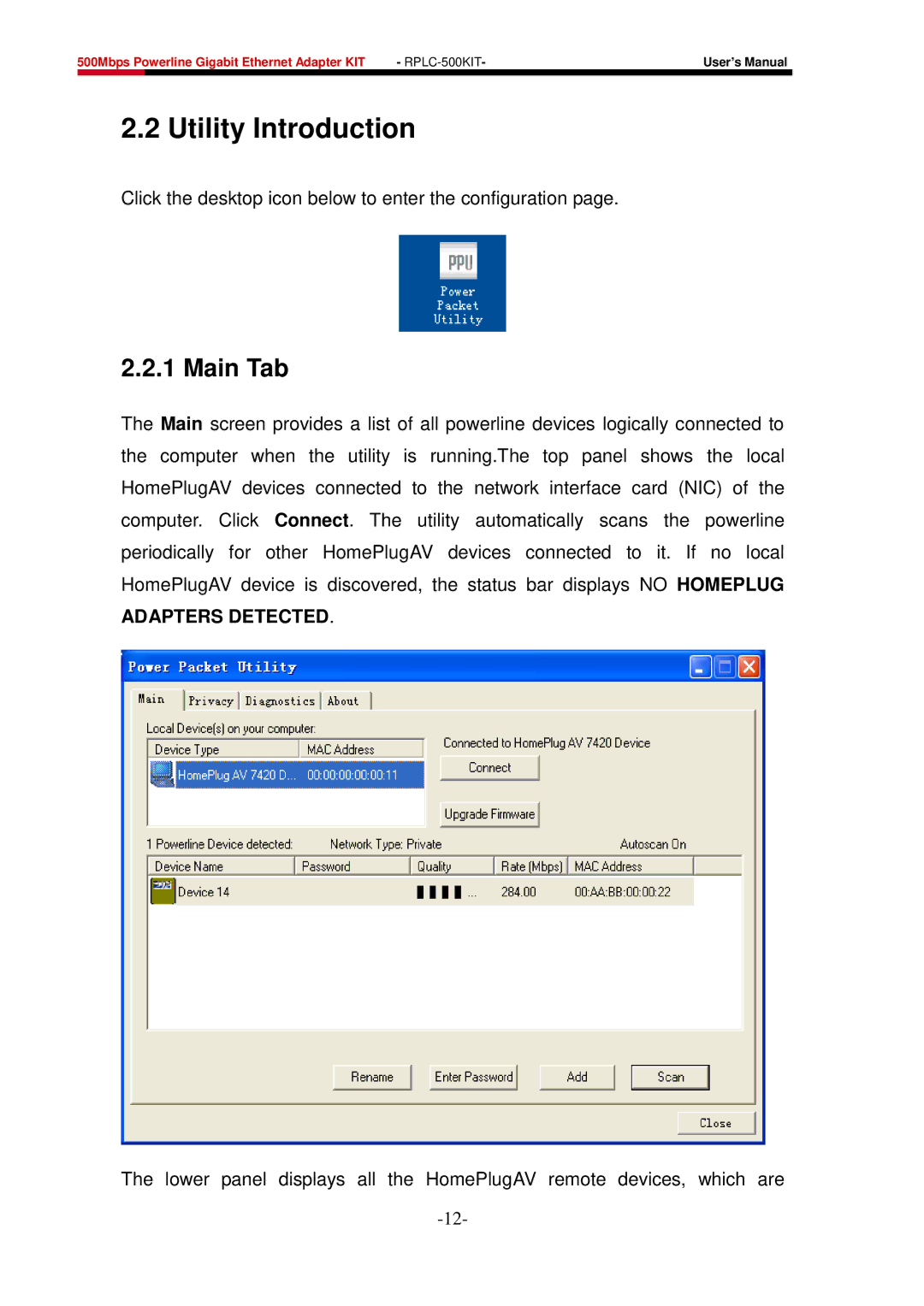 Rosewill RPLC-500 user manual Utility Introduction, Main Tab 