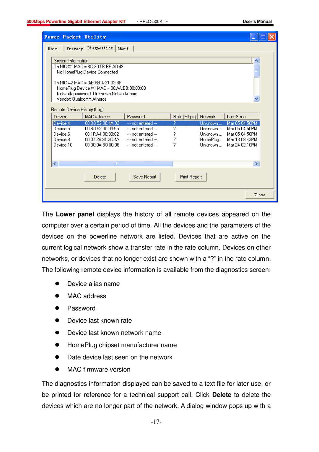 Rosewill RPLC-500 user manual 500Mbps Powerline Gigabit Ethernet Adapter KIT 