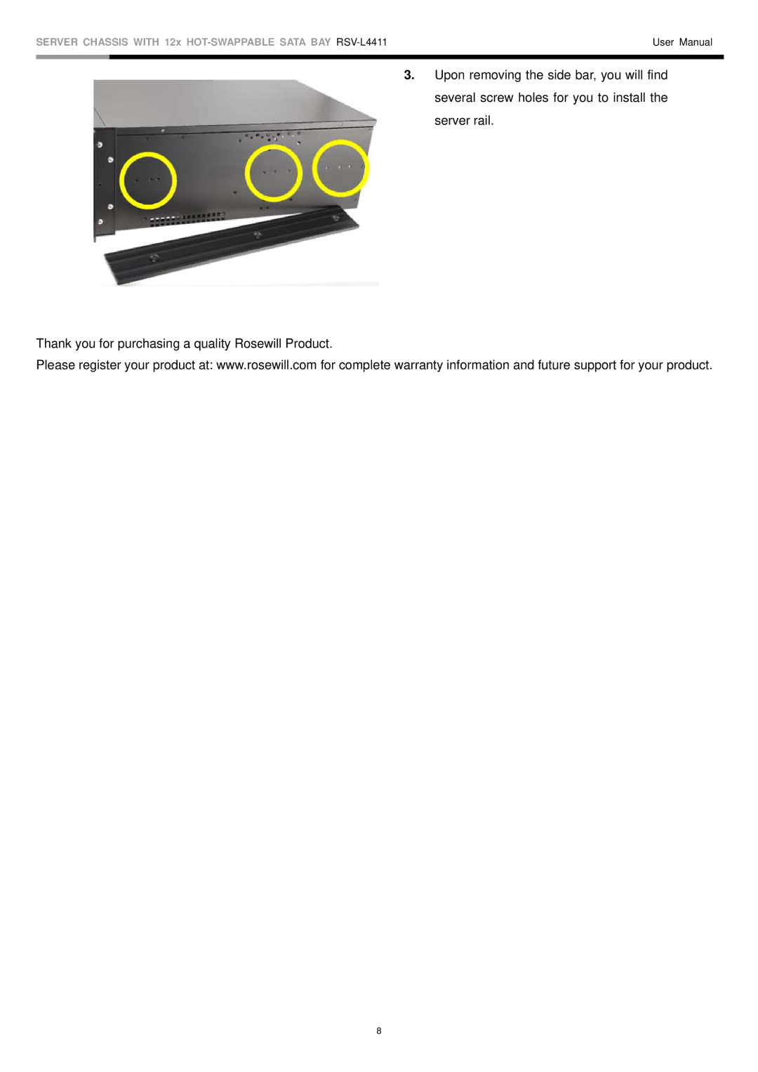 Rosewill user manual Server Chassis with 12x HOT-SWAPPABLE Sata BAY RSV-L4411 