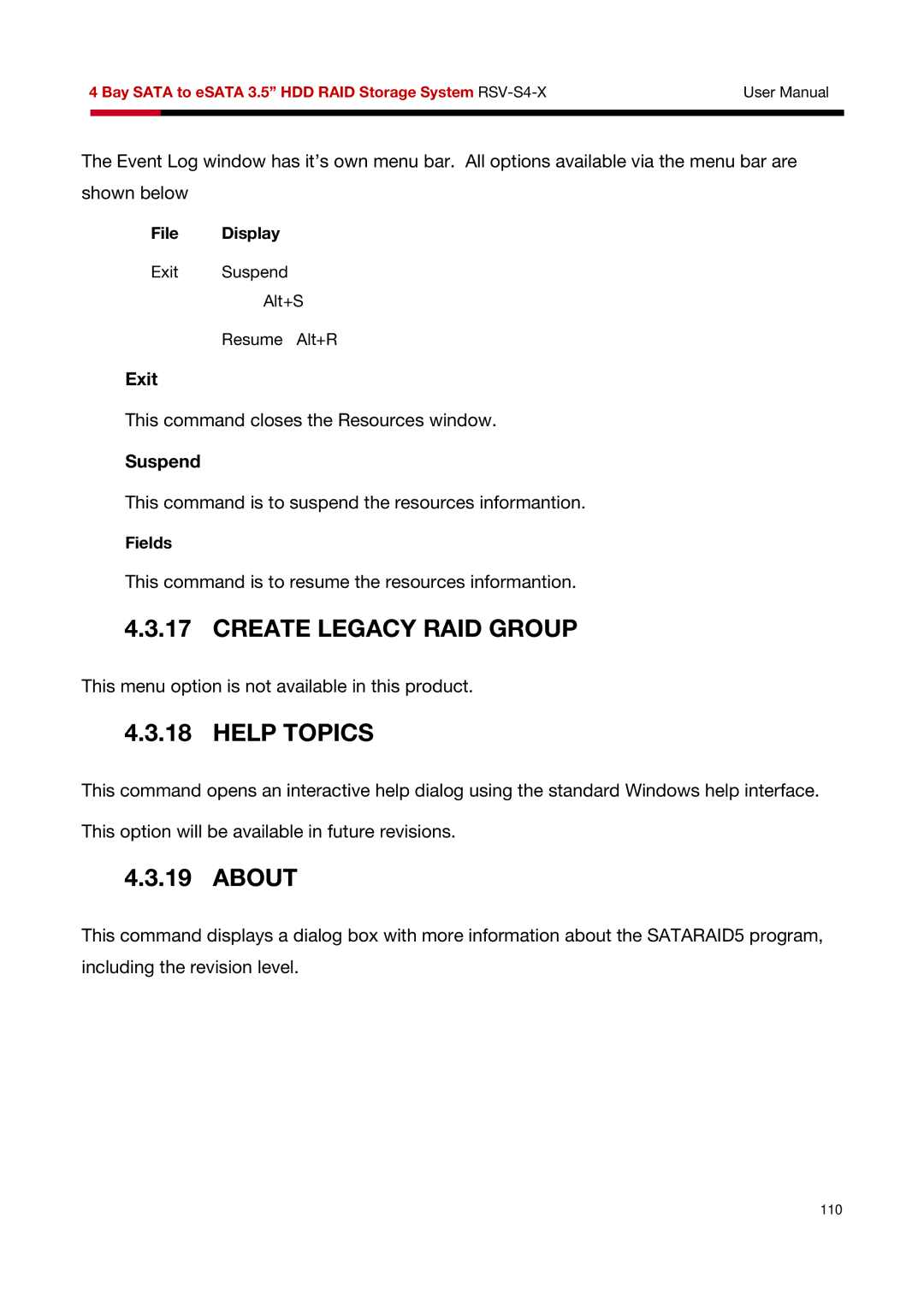 Rosewill RSV-S4-X user manual Create Legacy RAID Group, Help Topics 