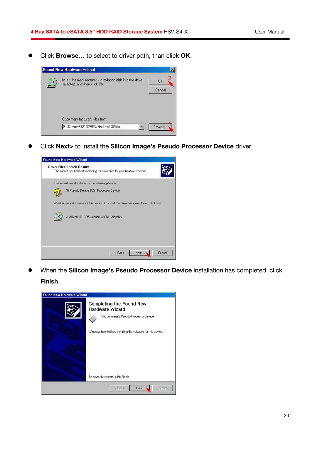 Rosewill RSV-S4-X user manual Click Browse… to select to driver path, than click OK 