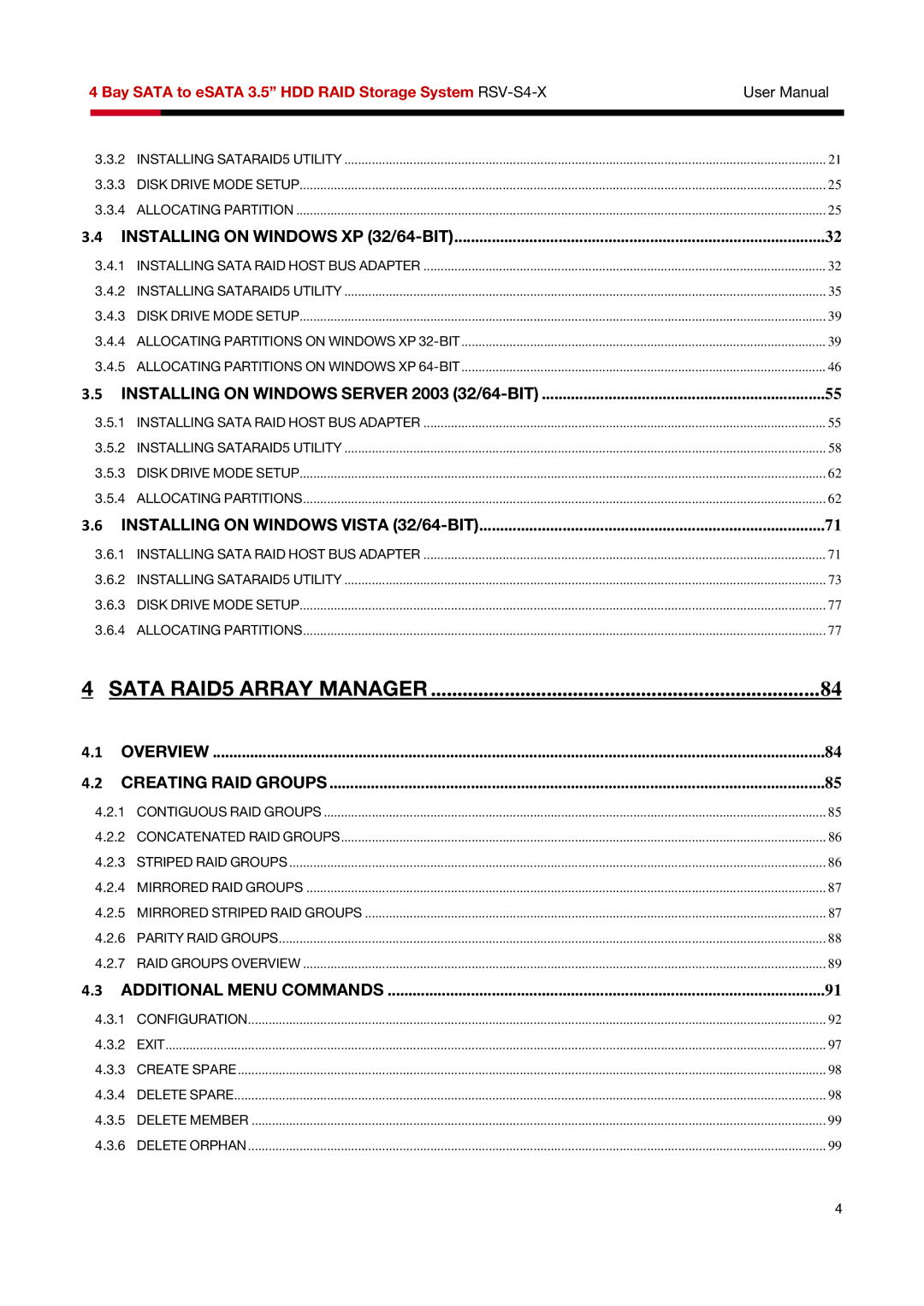 Rosewill RSV-S4-X user manual Sata RAID5 Array Manager 