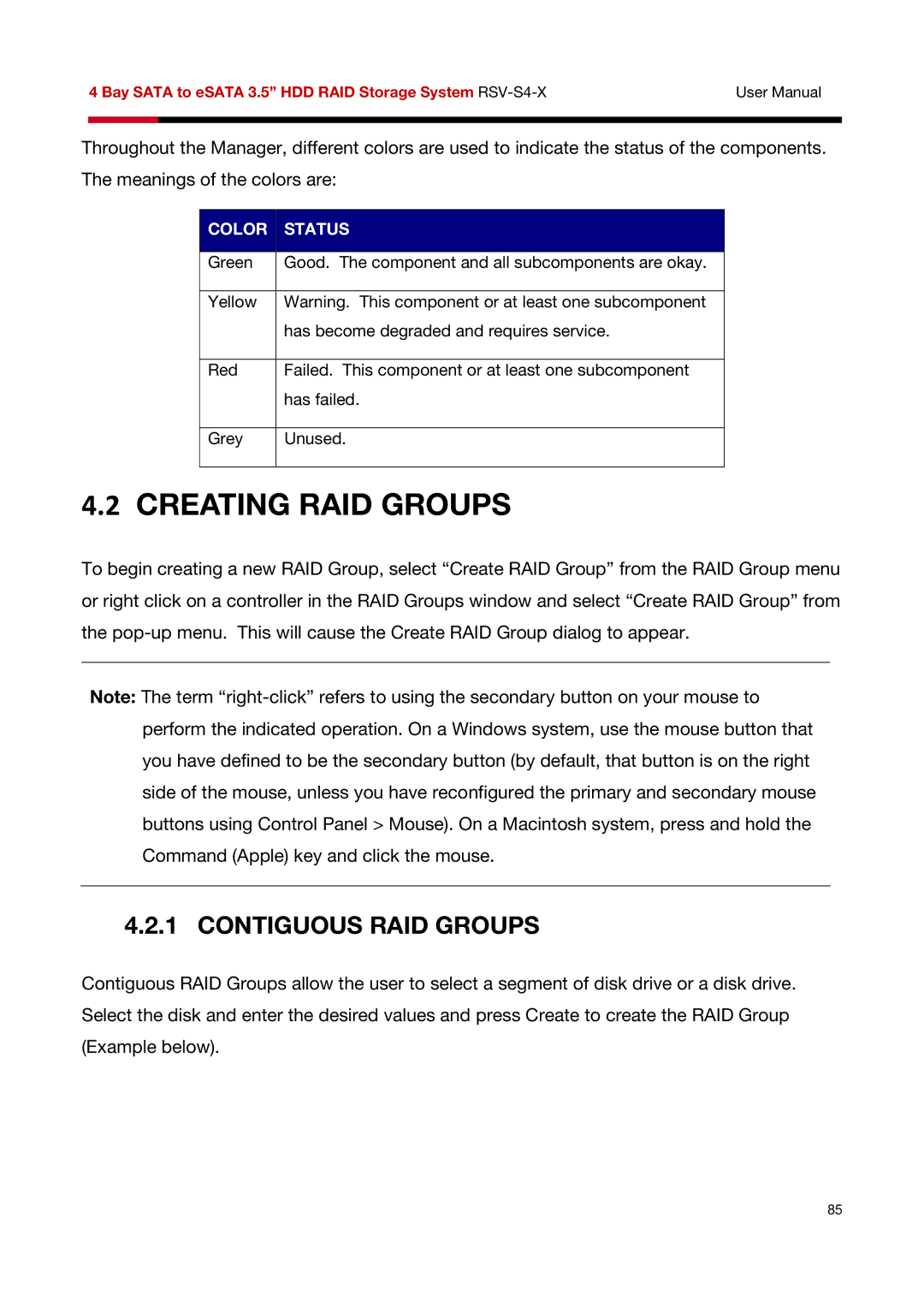 Rosewill RSV-S4-X user manual Creating RAID Groups, Contiguous RAID Groups 