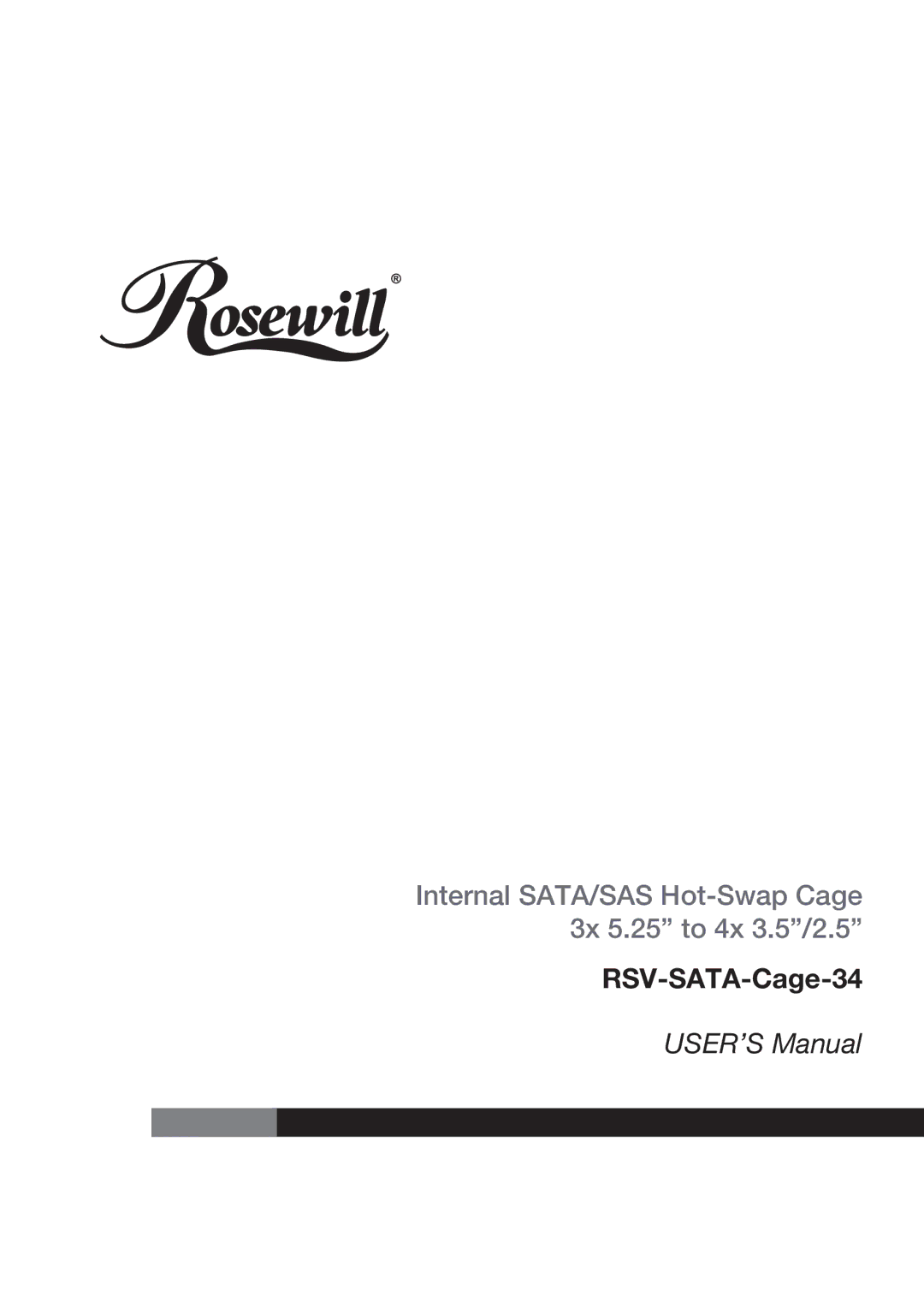 Rosewill RSV-SATA-Cage-34 user manual USER’S Manual 