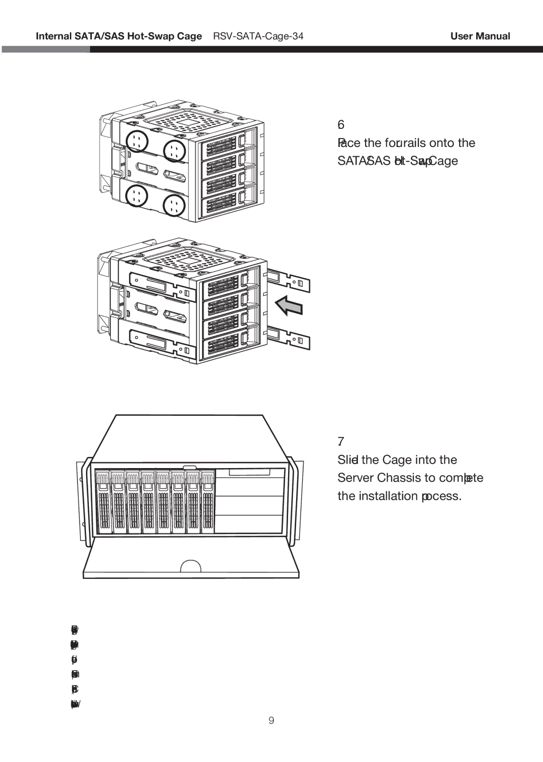 Rosewill user manual Internal SATA/SAS Hot-Swap Cage RSV-SATA-Cage-34 