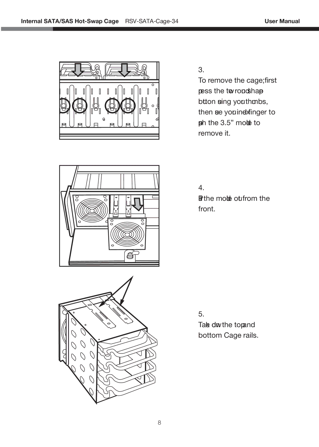 Rosewill user manual Internal SATA/SAS Hot-Swap Cage RSV-SATA-Cage-34 