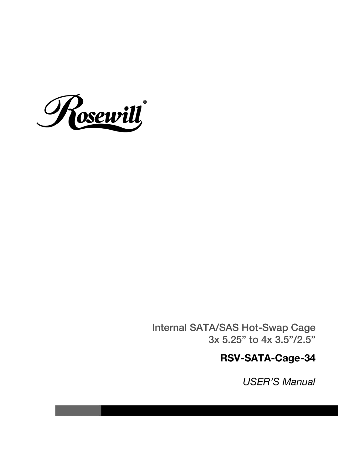 Rosewill RSV-SATA-Cage-34 user manual 