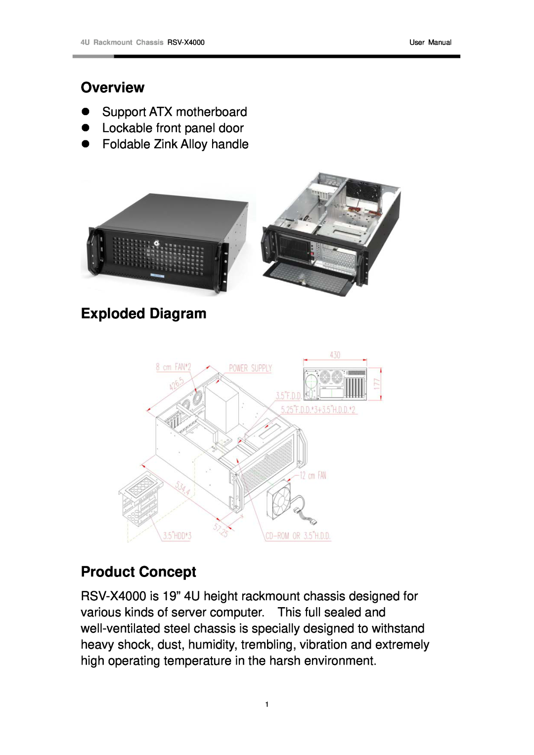 Rosewill RSV-X4000 user manual Overview, Exploded Diagram Product Concept 