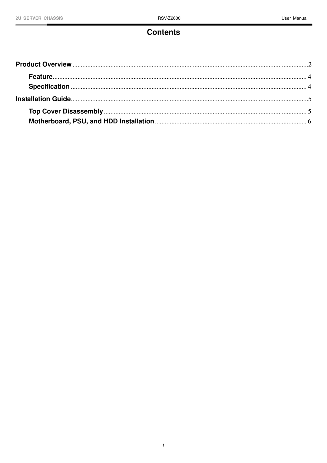 Rosewill RSV-Z2600 user manual Contents 