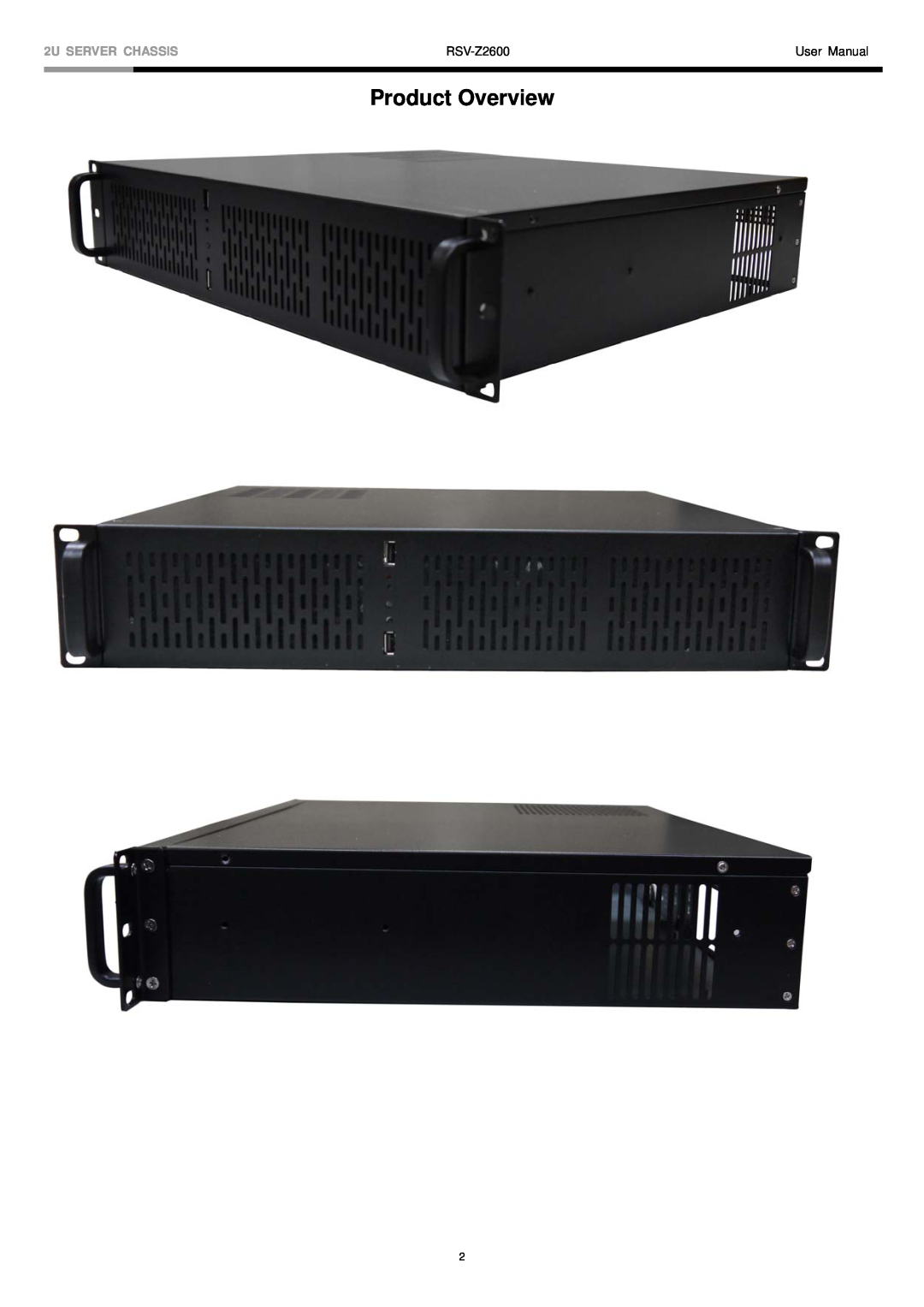 Rosewill RSV-Z2600 user manual Product Overview, 2U SERVER CHASSIS 