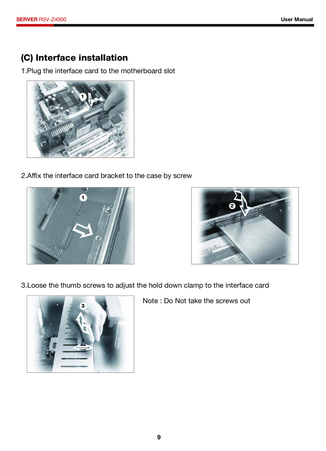 Rosewill RSV-Z4000 user manual Interface installation 