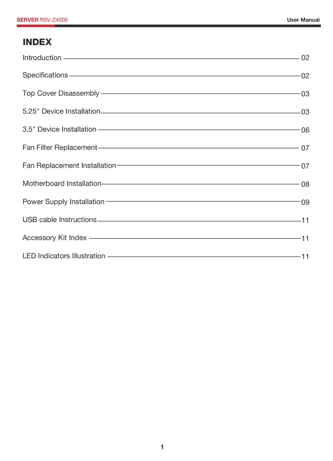 Rosewill RSV-Z4000 user manual Index 