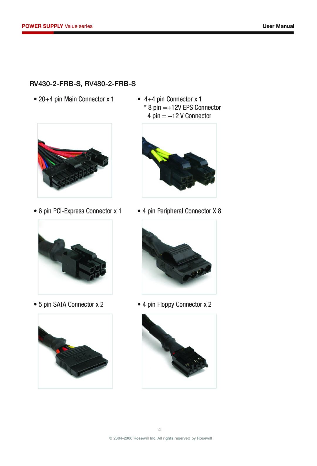 Rosewill RV380-2-FRB-S manual Pin Sata Connector x 