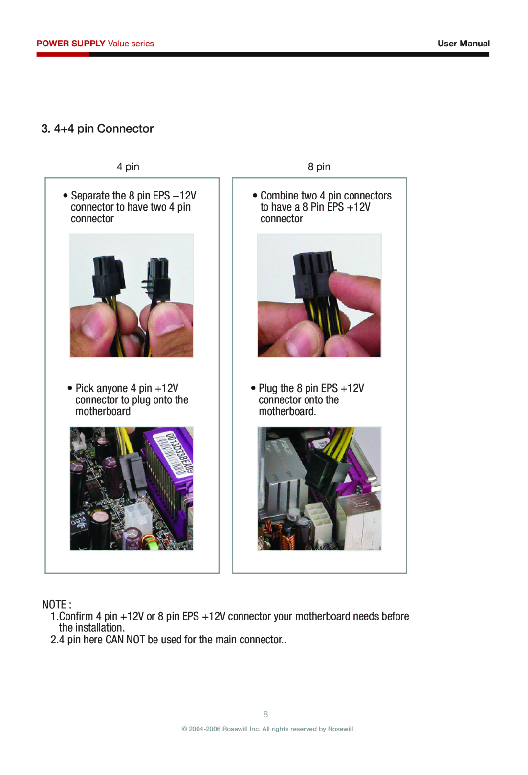 Rosewill RV380-2-FRB-S manual +4 pin Connector 