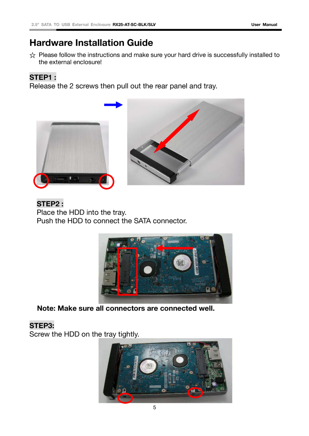 Rosewill RX25-AT-SC-BLK/SLV user manual Hardware Installation Guide 