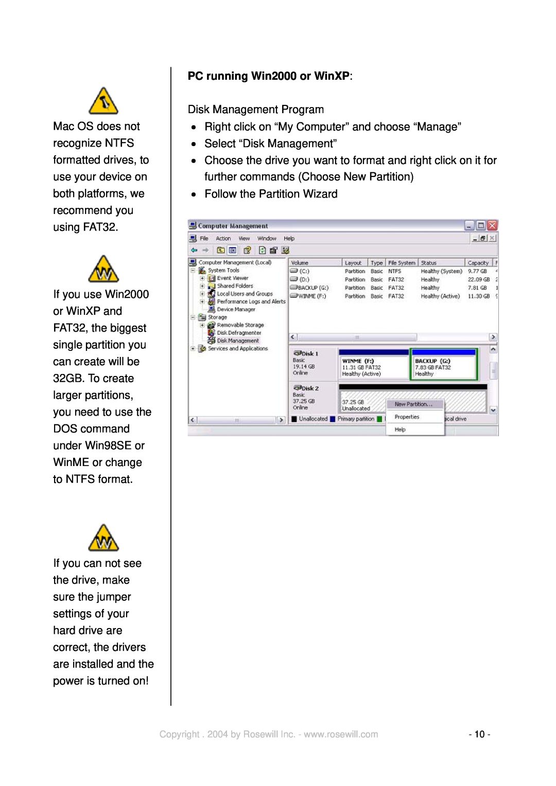 Rosewill RX30 manual PC running Win2000 or WinXP 
