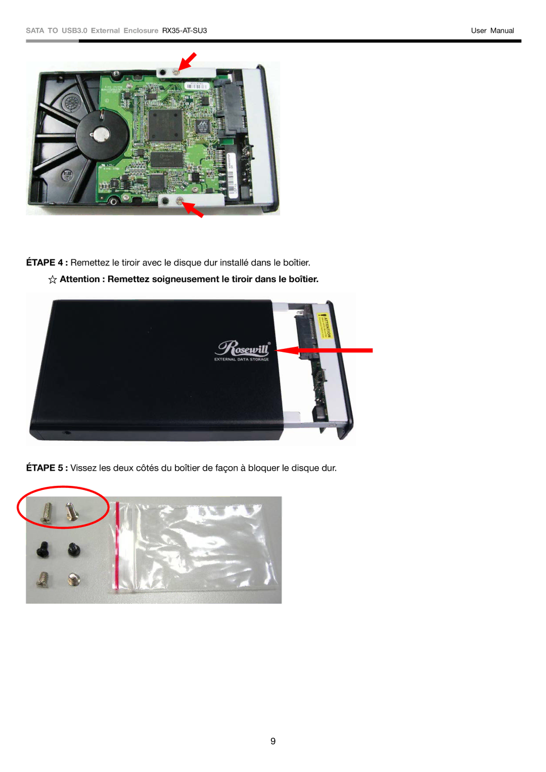 Rosewill user manual Sata to USB3.0 External Enclosure RX35-AT-SU3 