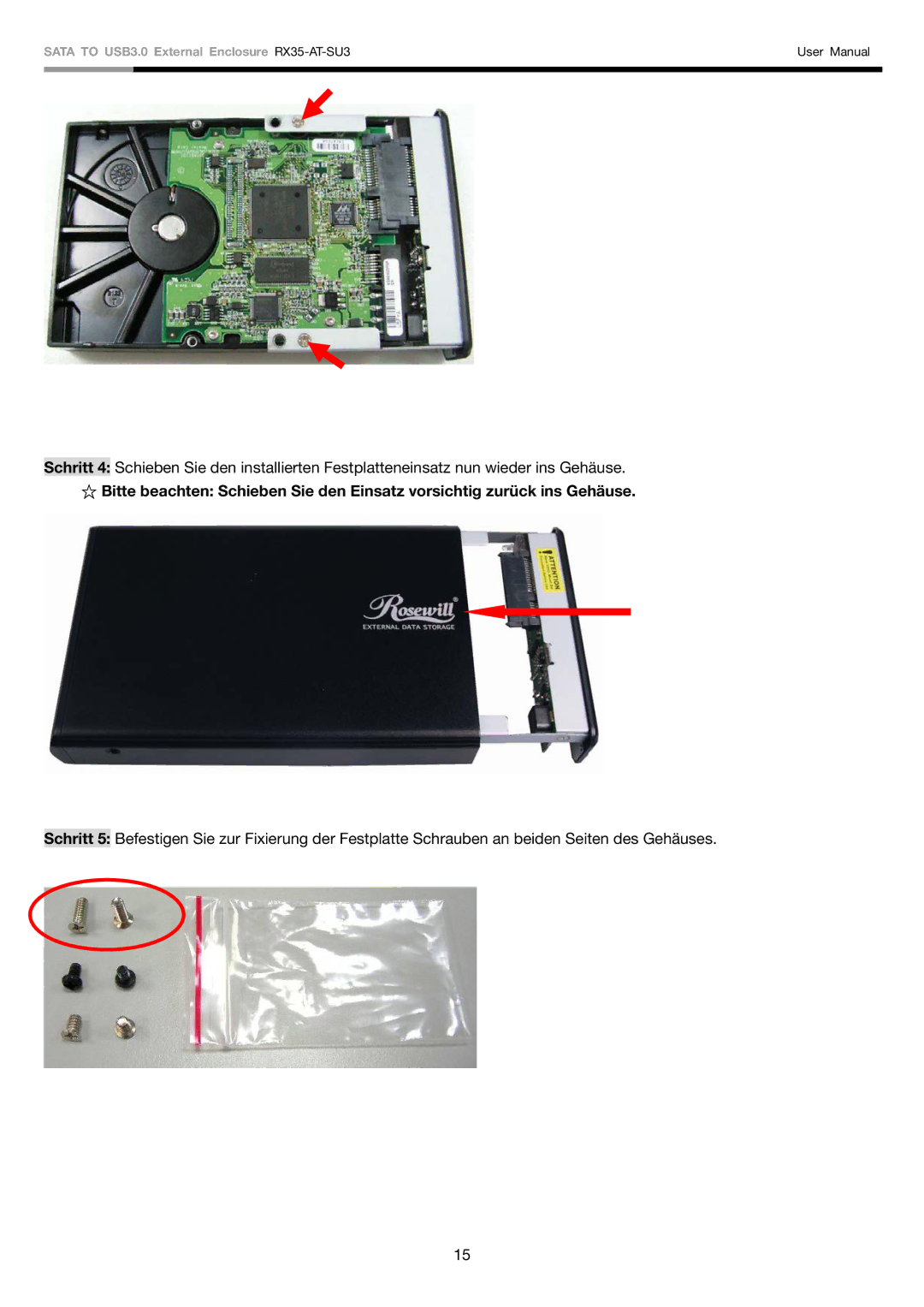 Rosewill user manual Sata to USB3.0 External Enclosure RX35-AT-SU3 