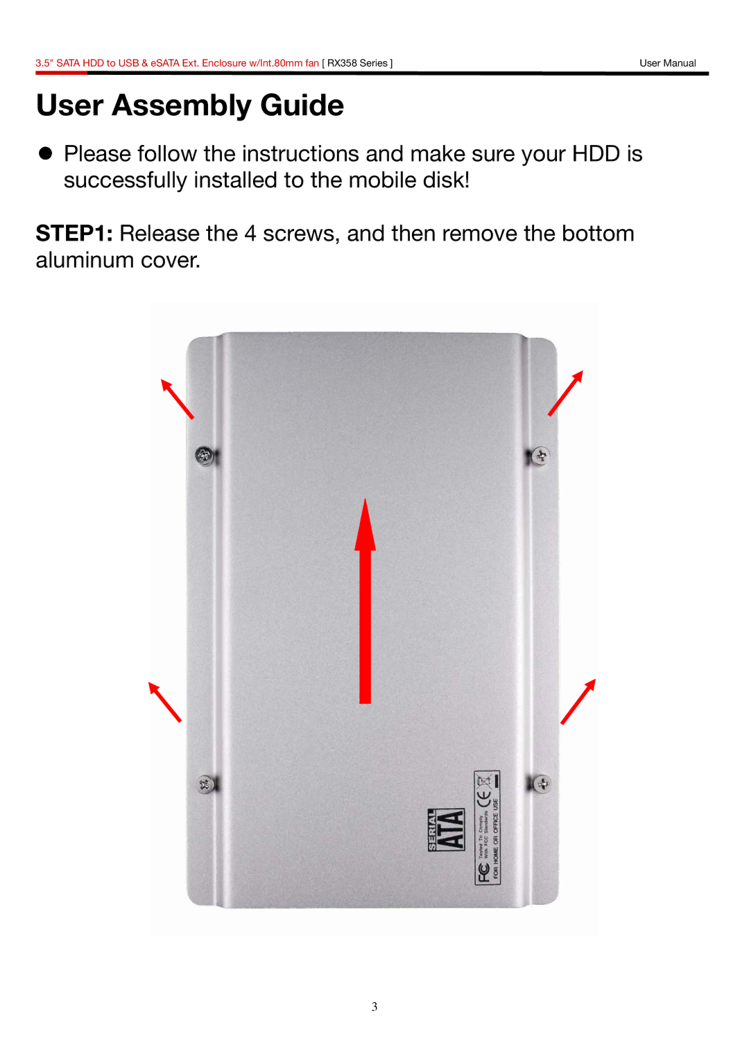 Rosewill RX358 user manual User Assembly Guide 