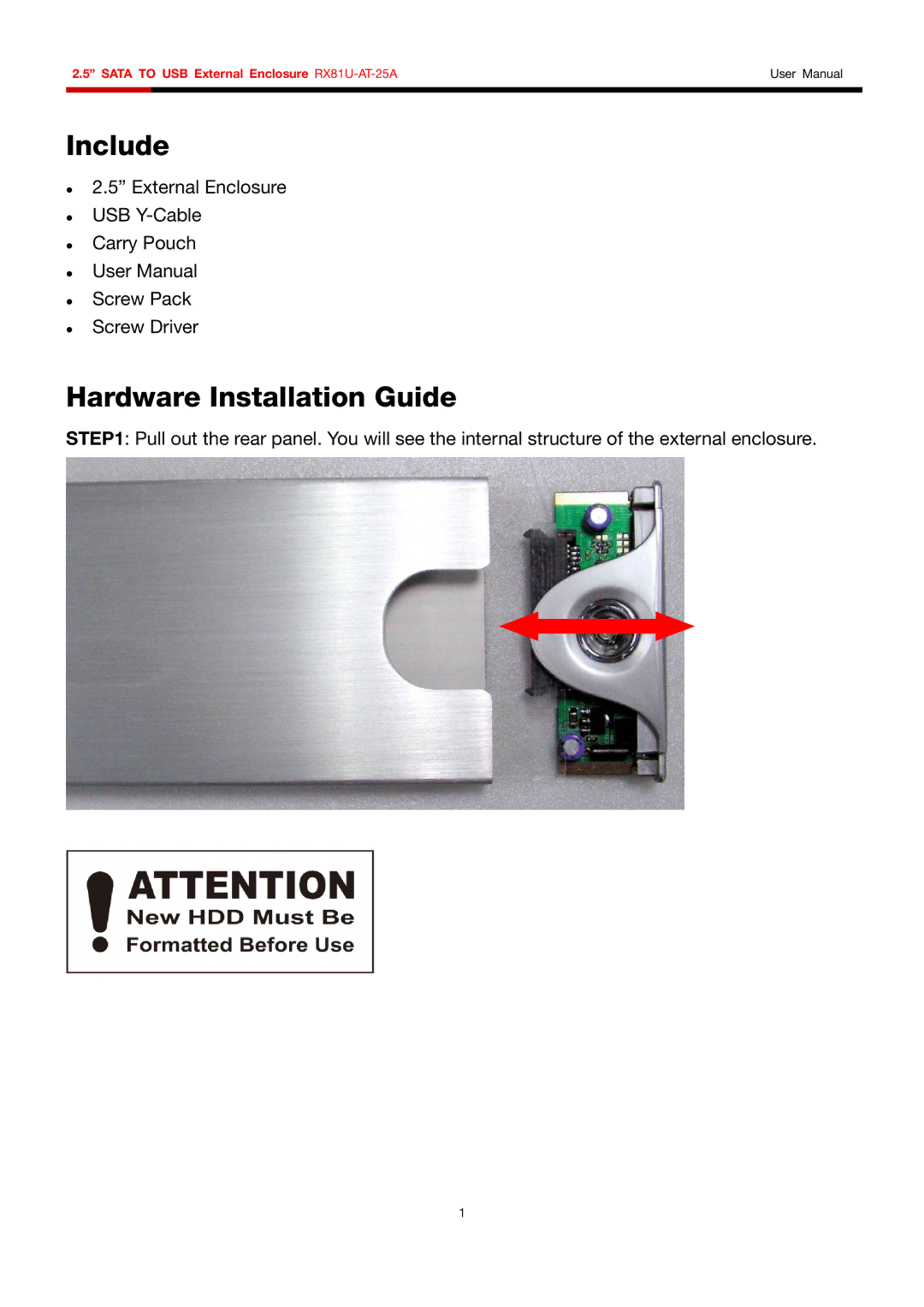 Rosewill RX81U-AT-25A user manual Include, Hardware Installation Guide 