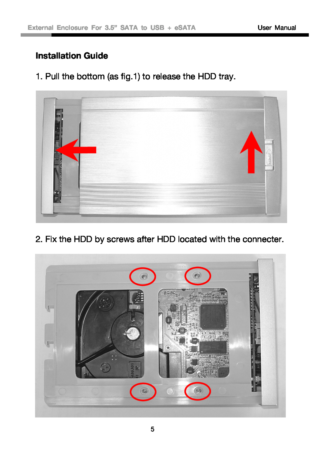 Rosewill RX81US-HT35B-BLK user manual Installation Guide, Pull the bottom as to release the HDD tray, User Manual 