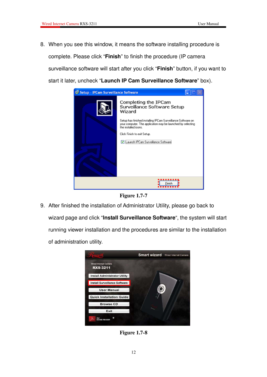 Rosewill user manual Wired Internet Camera RXS-3211 