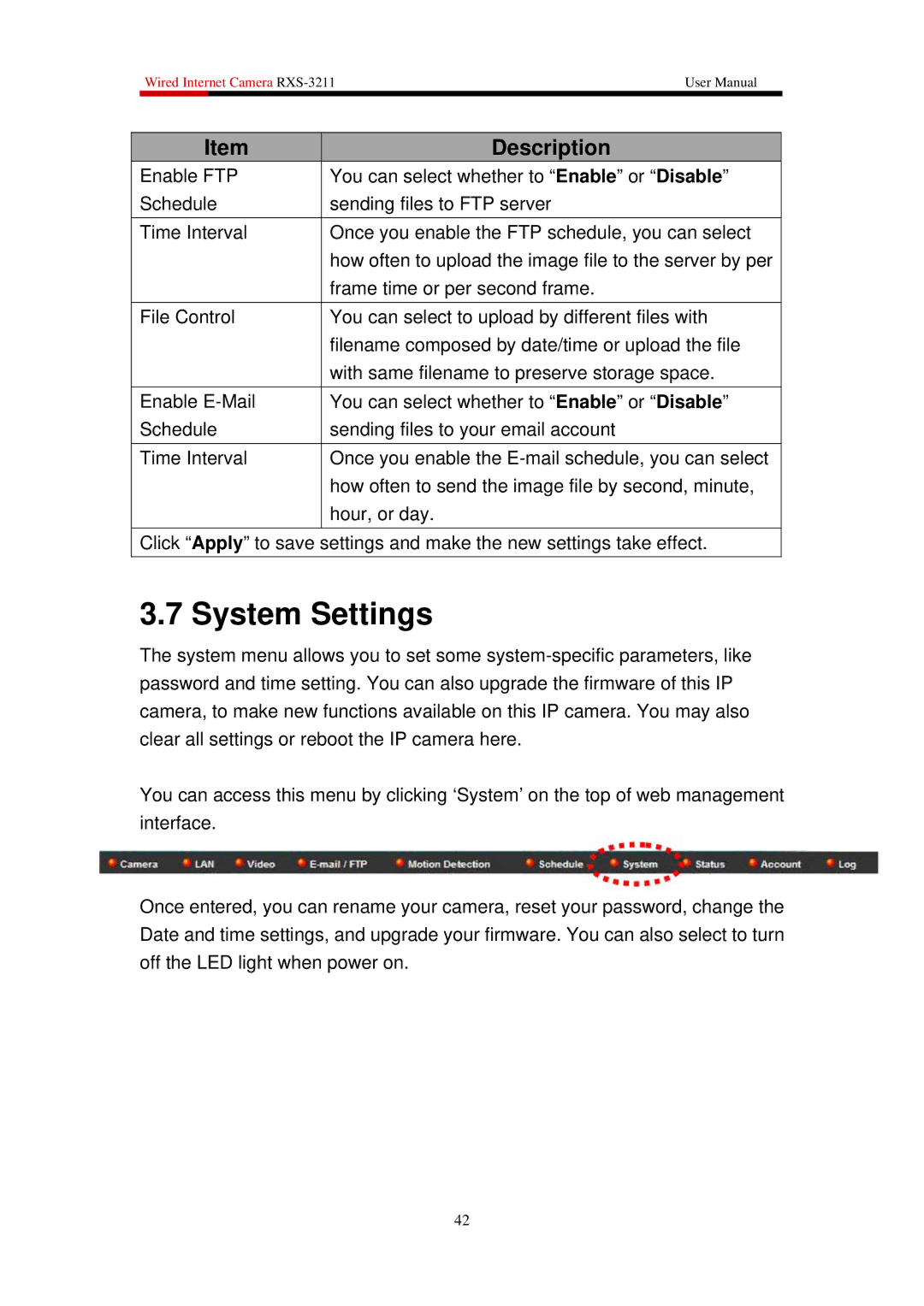 Rosewill RXS-3211 user manual System Settings 