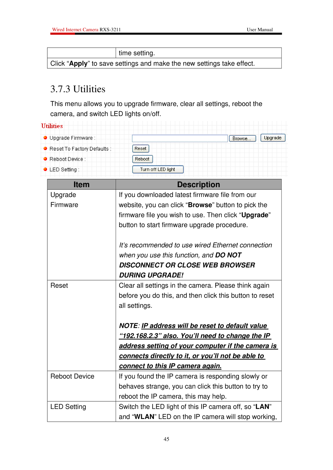 Rosewill RXS-3211 user manual Utilities, During Upgrade 