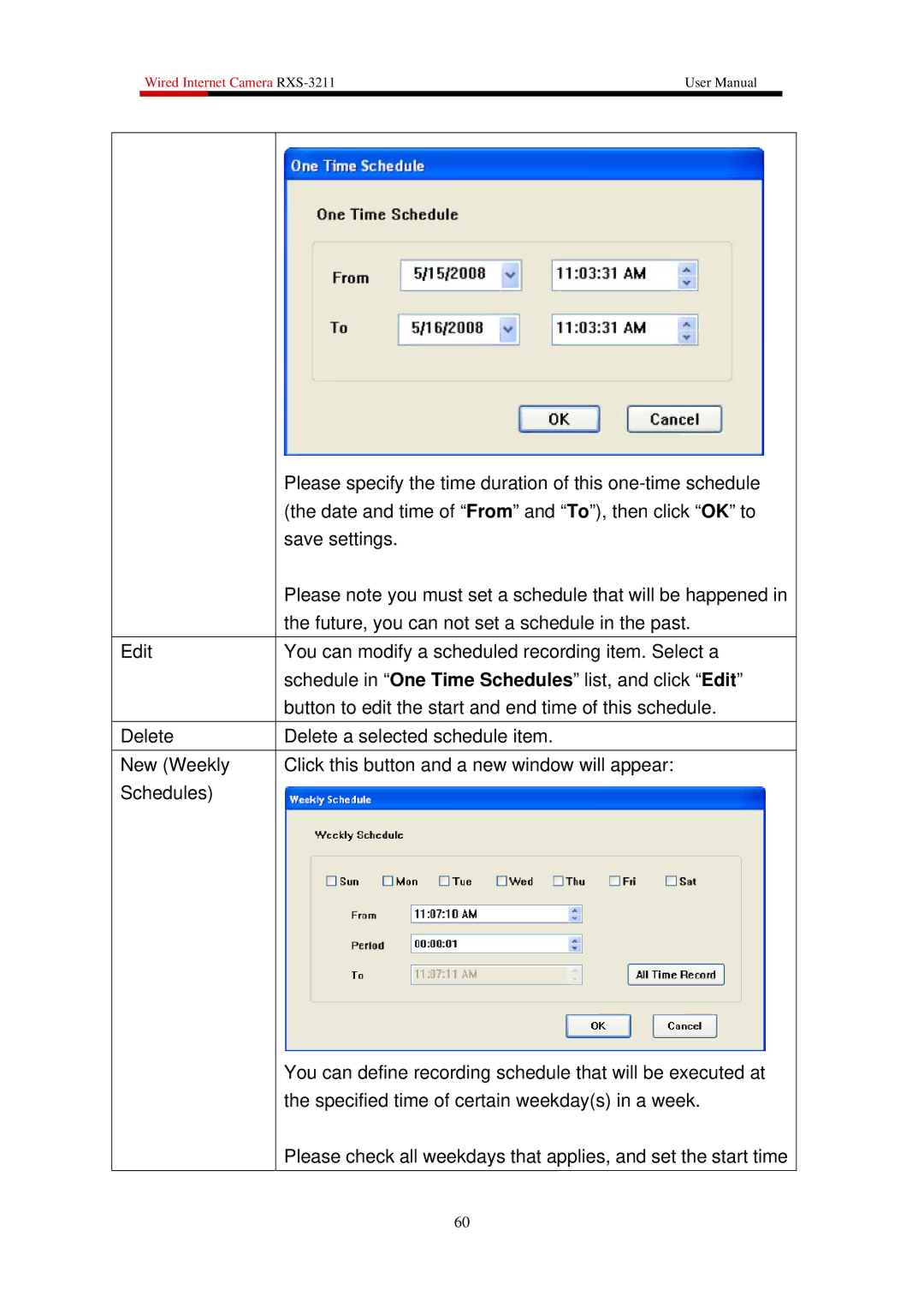 Rosewill RXS-3211 user manual Please specify the time duration of this one-time schedule 