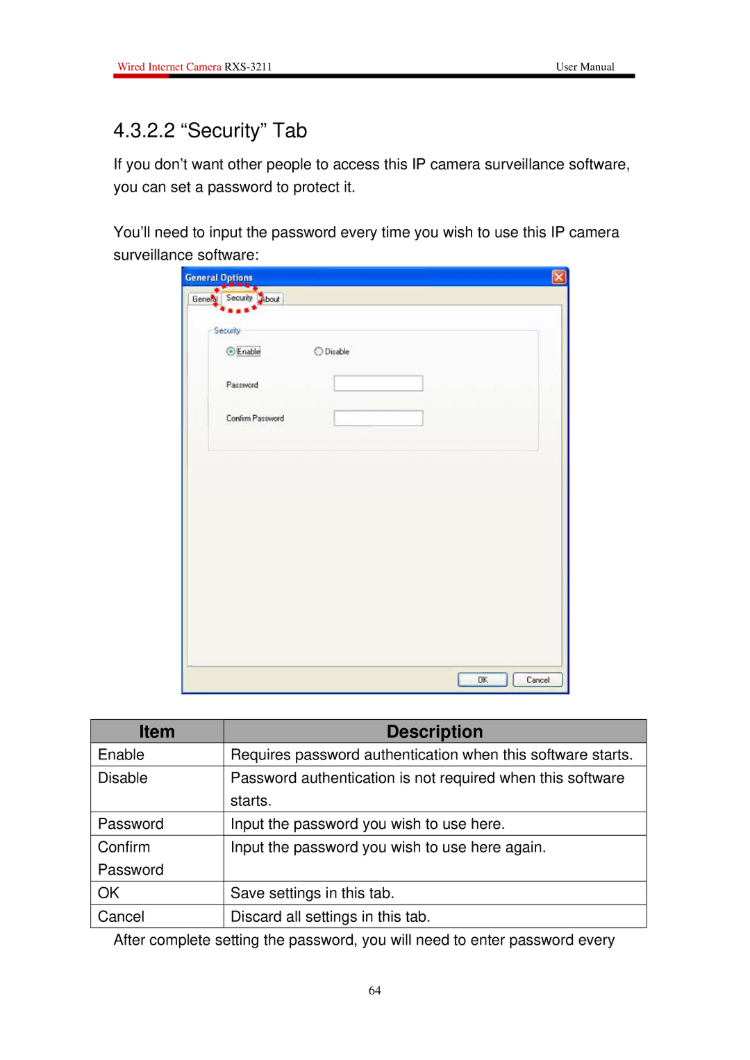 Rosewill RXS-3211 user manual Security Tab 