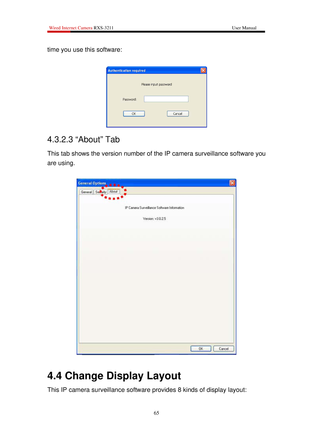 Rosewill RXS-3211 user manual Change Display Layout, About Tab 