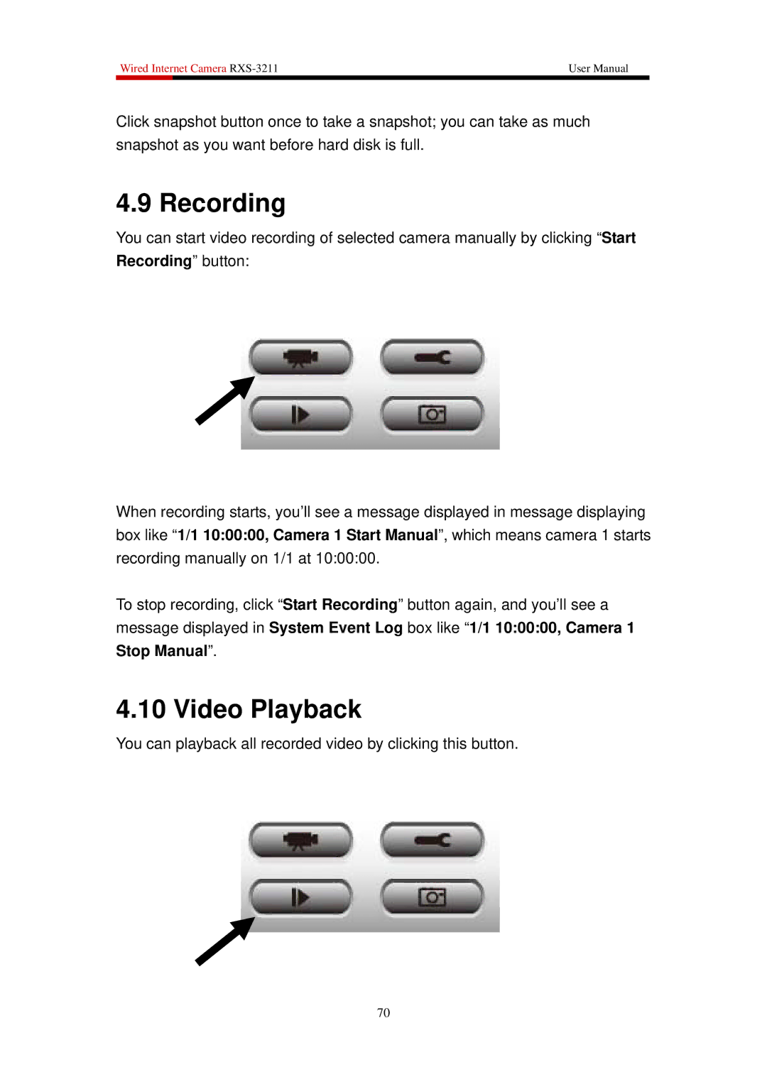 Rosewill RXS-3211 user manual Recording, Video Playback 