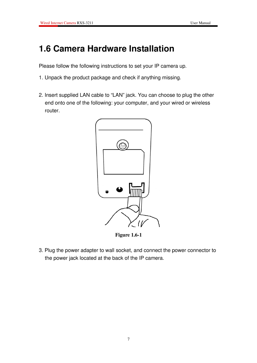 Rosewill RXS-3211 user manual Camera Hardware Installation 