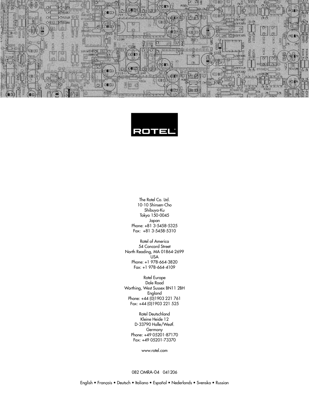 Rotel RA-04 owner manual Usa 