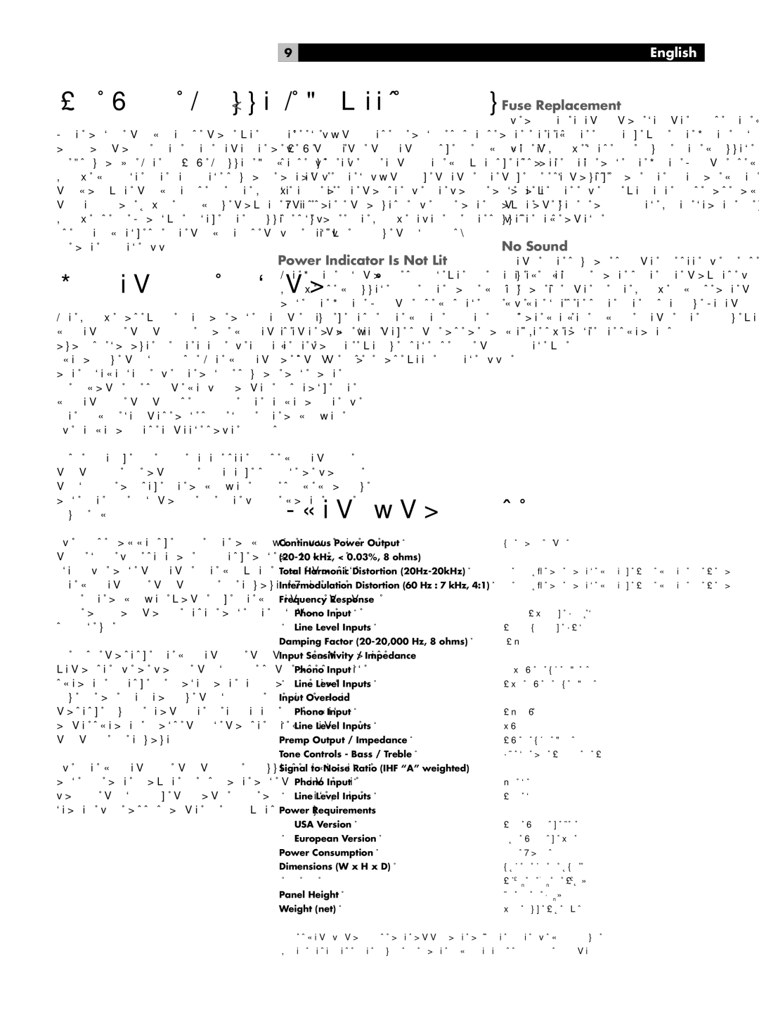 Rotel RA-05 owner manual Troubleshooting, Speciﬁcations, Volt Trigger Outlet 