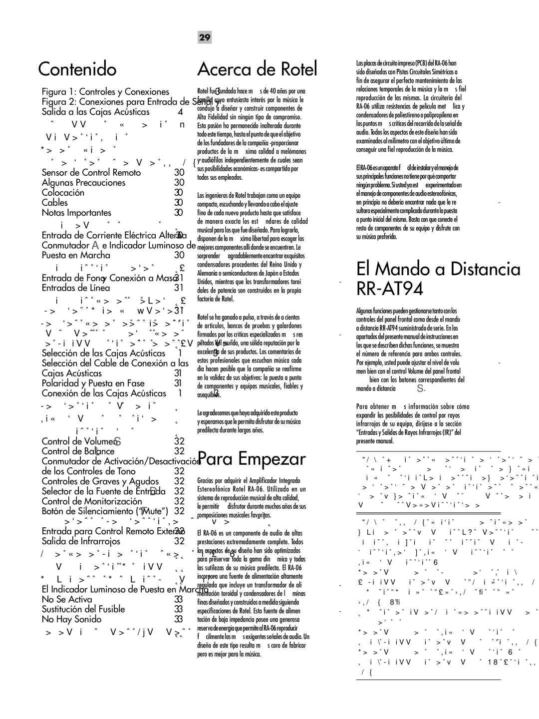 Rotel RA-06 owner manual Acerca de Rotel, Para Empezar, Contenido, El Mando a Distancia RR-AT94, Español 