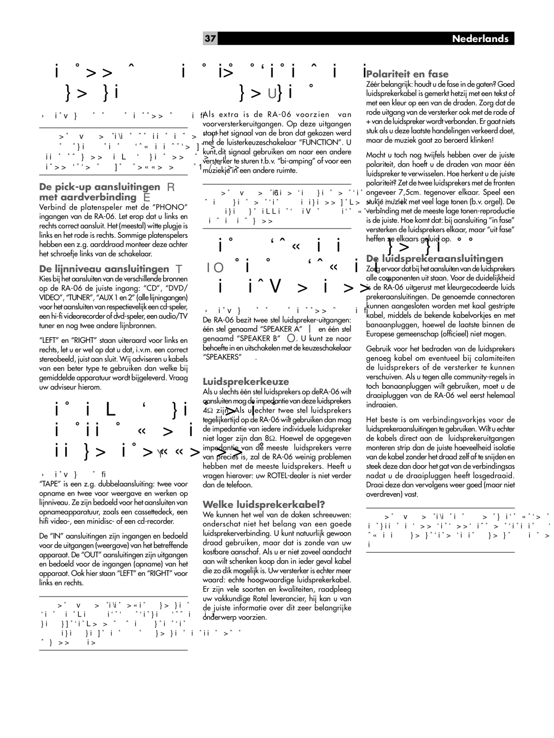 Rotel RA-06 owner manual De verbindingen maken met een opname/ weergave apparaat y, De voorversterker- uitgangen u 