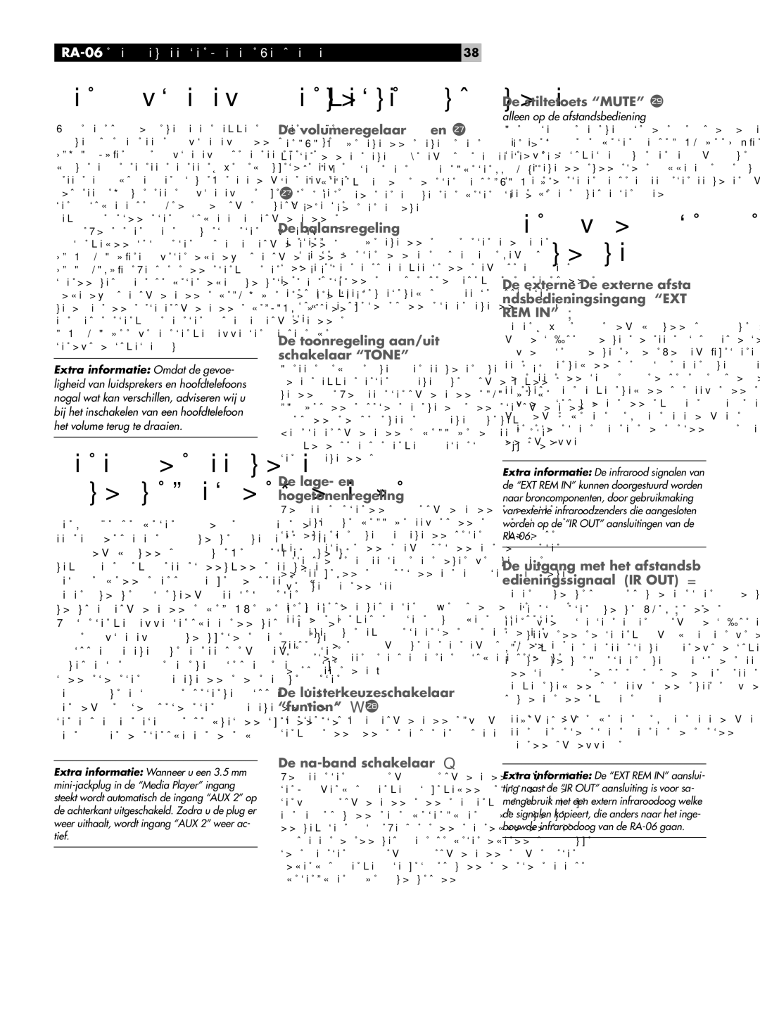 Rotel RA-06 owner manual De infrarood in- en uitgangen, De bedieningsorganen, De hoofdtelefoonuitgang 