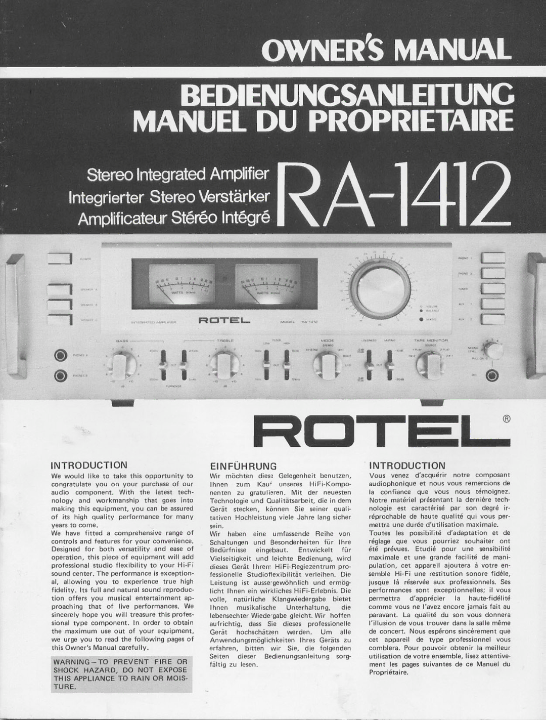 Rotel RA-1412 manual 