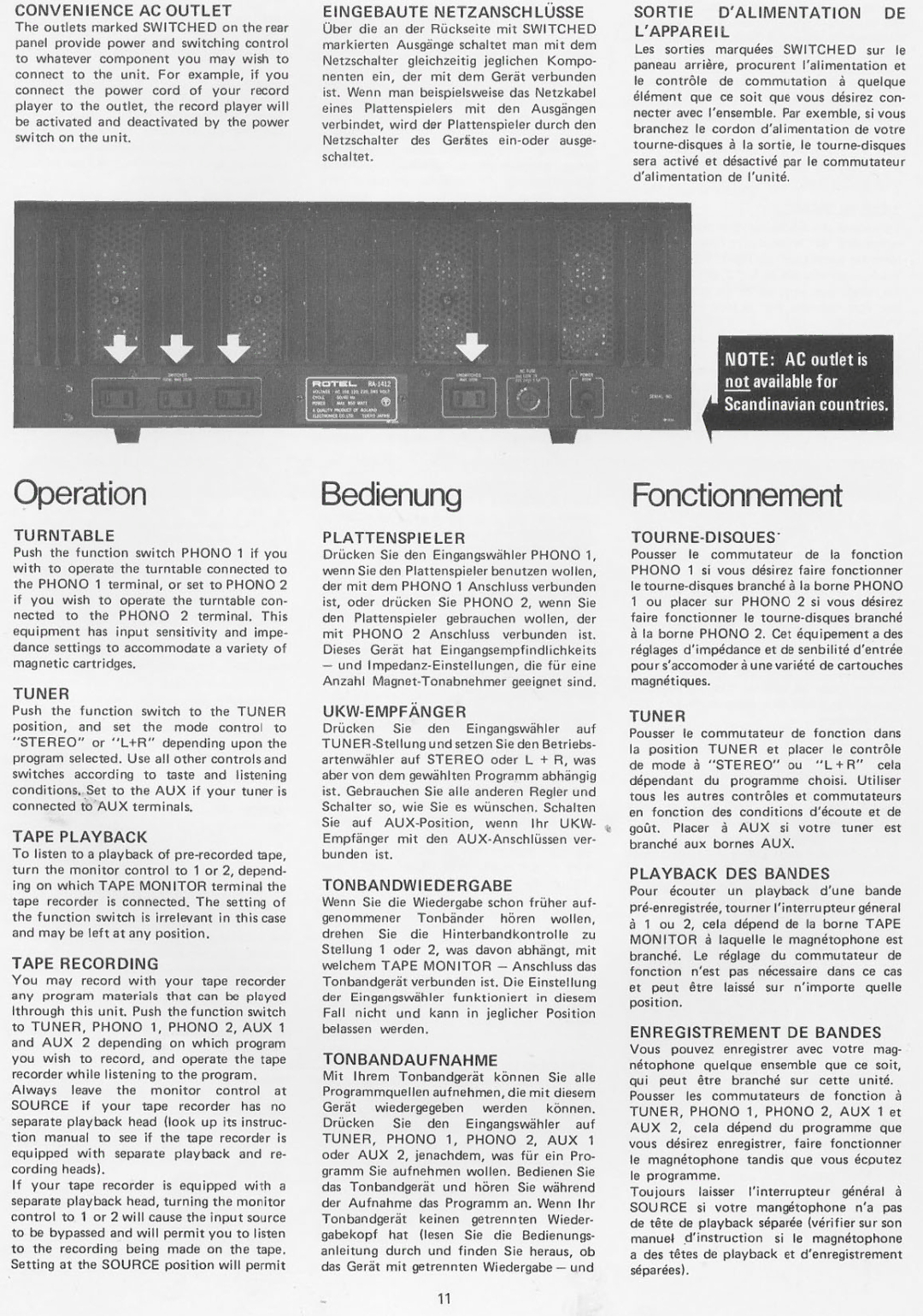 Rotel RA-1412 manual 