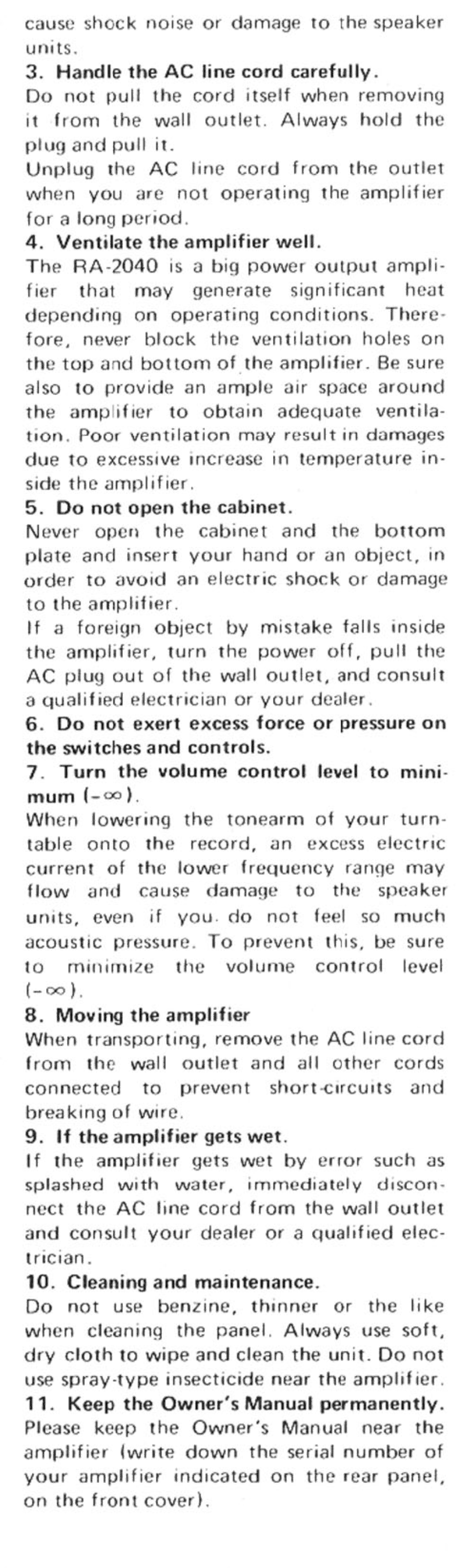 Rotel RA-2040 manual 